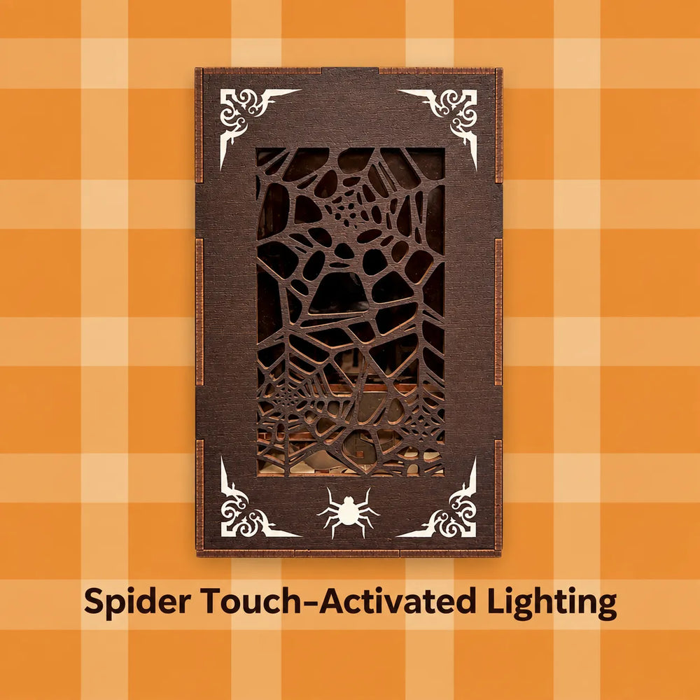 Tap the Spider to Illuminate — The Dark Family DIY Book Nook Kit