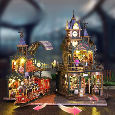 Rail-track Secluded City: Train Mini House Kit l DIY Miniature Kit - ROCOXIA