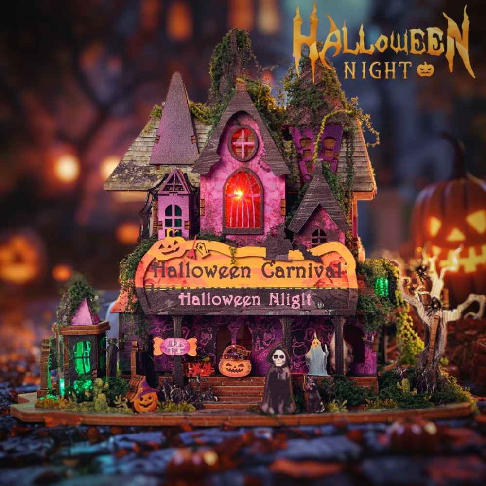 Halloween Night DIY Mini House Kit l DIY Miniature Kit - ROCOXIA