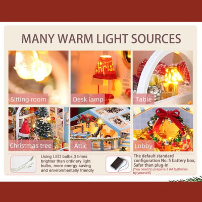 Christmas Snowy Night DIY Miniature Dollhouse Kit - ROCOXIA