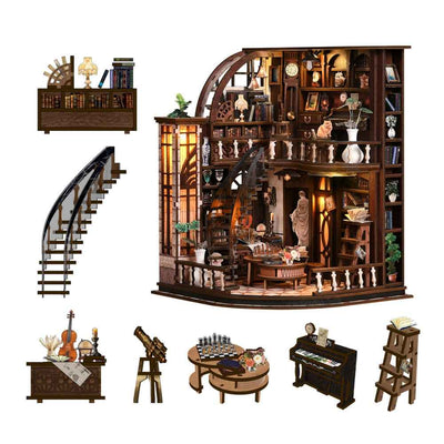 Bacchus Bookstore DIY Mini House Kit l DIY Miniature Kit - ROCOXIA