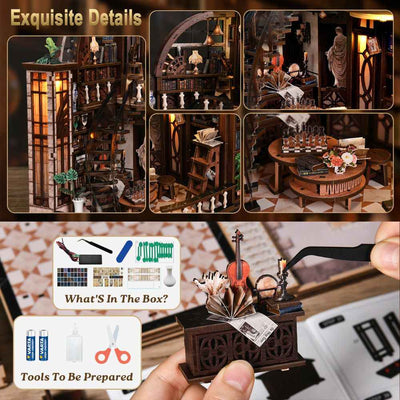Bacchus Bookstore DIY Mini House Kit l DIY Miniature Kit - ROCOXIA