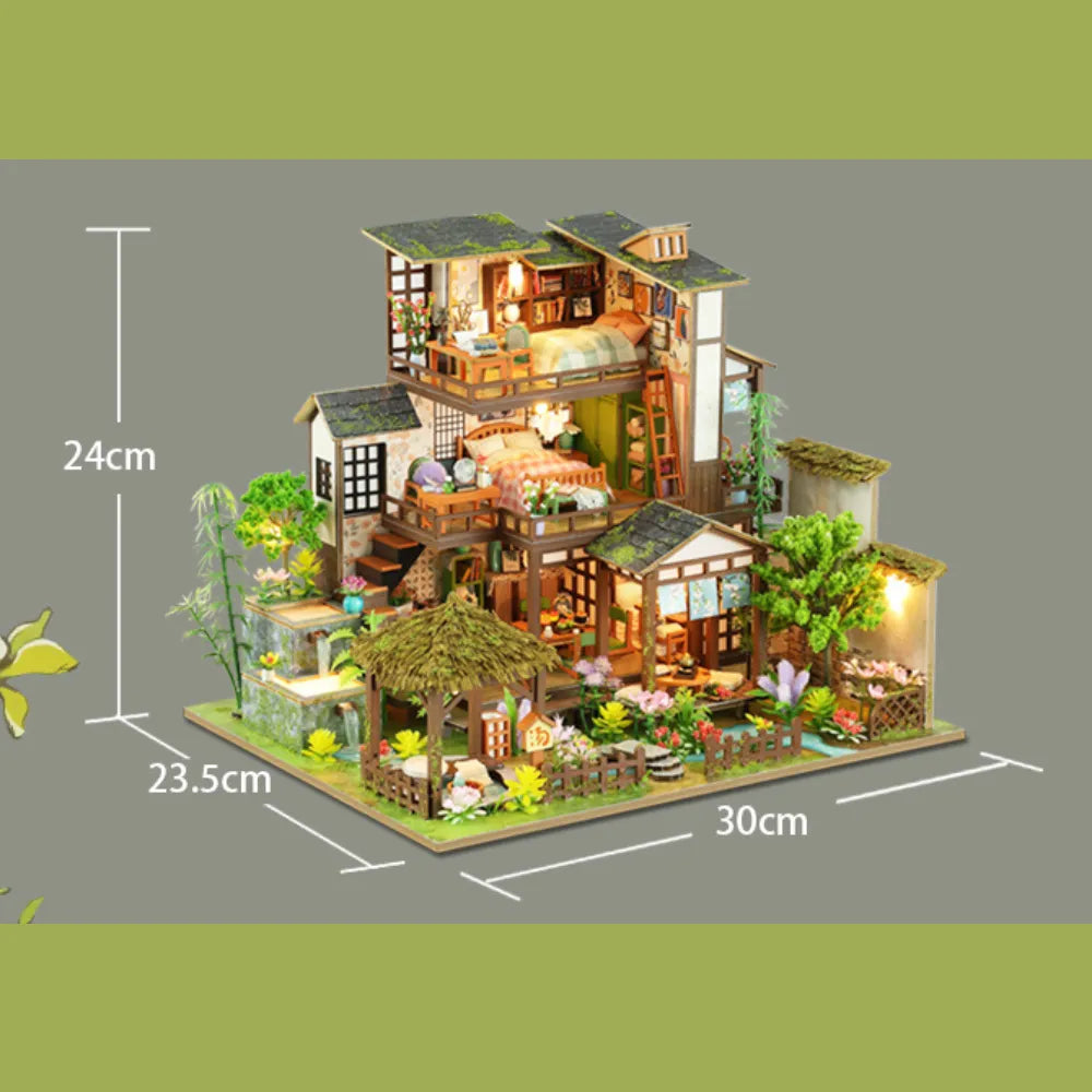 Bamboo Spring Courtyard dimension diagram showing the complete house and garden.