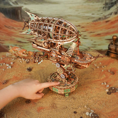 Sailing in Fog DIY 3D Mechanical Transmission Wooden Puzzle Kit - ROCOXIA