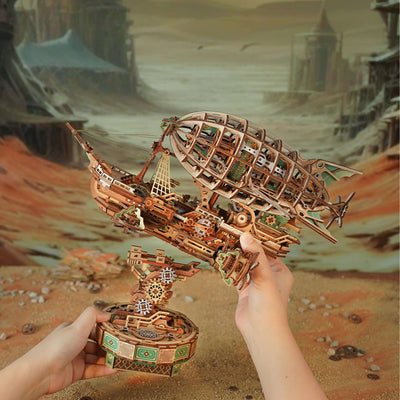 Sailing in Fog DIY 3D Mechanical Transmission Wooden Puzzle Kit - ROCOXIA