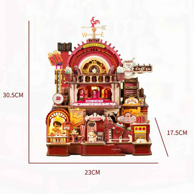 Dessert Atelier miniature shop dimension diagram.