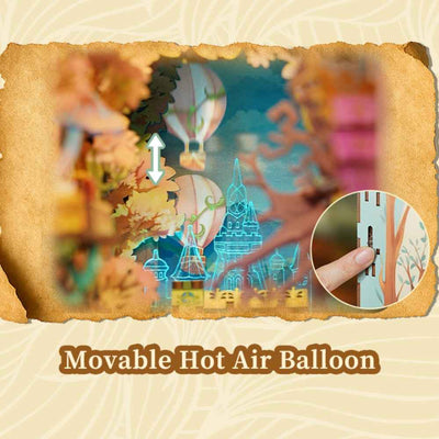 Dorothy's Journey miniature hot-air balloon with an arrow and side-control inset showing movement.