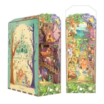 Dorothy's Journey colorful edition from two angles with its clear cover raised.