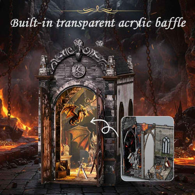 Dragon's Treasure Labyrinth with an open door and a diagram showing the clear protective panel.