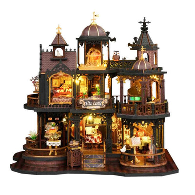 Front view of Edinburgh Castle miniature house against a white background.