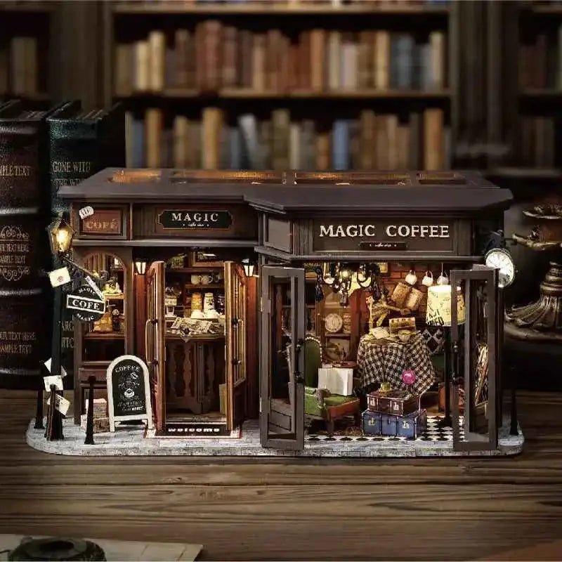 Vintage Coffee Shop DIY Miniature Kit - Savor the moment. - ROCOXIA
