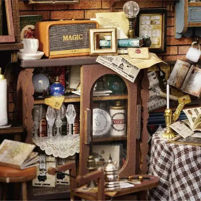 Vintage Coffee Shop DIY Miniature Kit - Savor the moment. - ROCOXIA