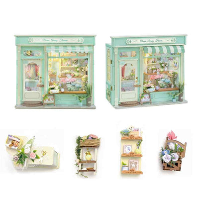 Floral Dream shown from two angles with miniature flower displays pictured below.