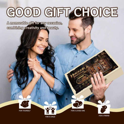 Two adults holding a Hoggor Bookstore kit box.