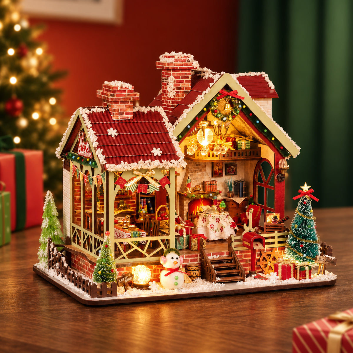 Kit Mini Maison Bricolage Chalet de Noël Chaleureux l Kit Miniature DIY