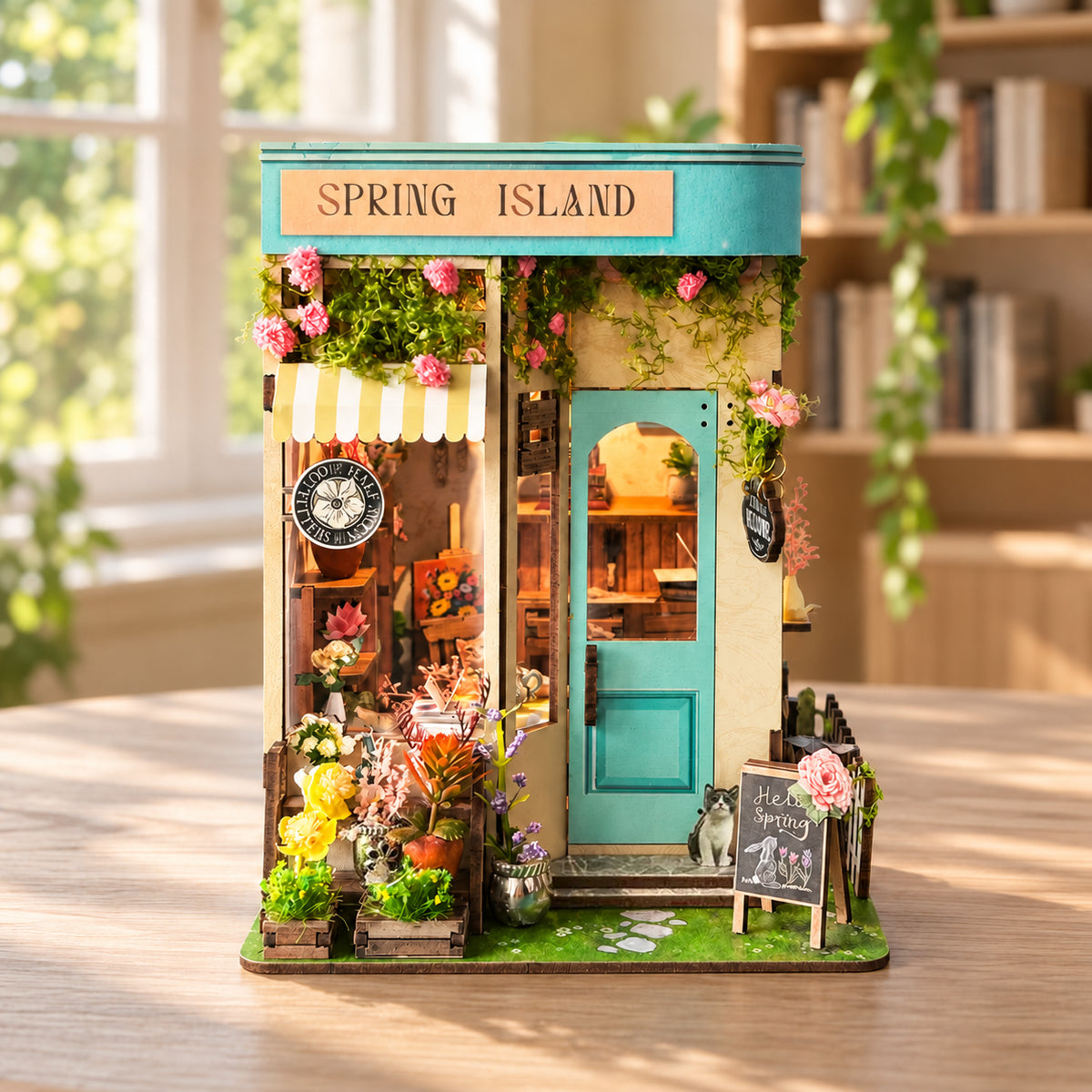 Kit de diorama bibliothèque à construire soi-même "L'île de printemps"