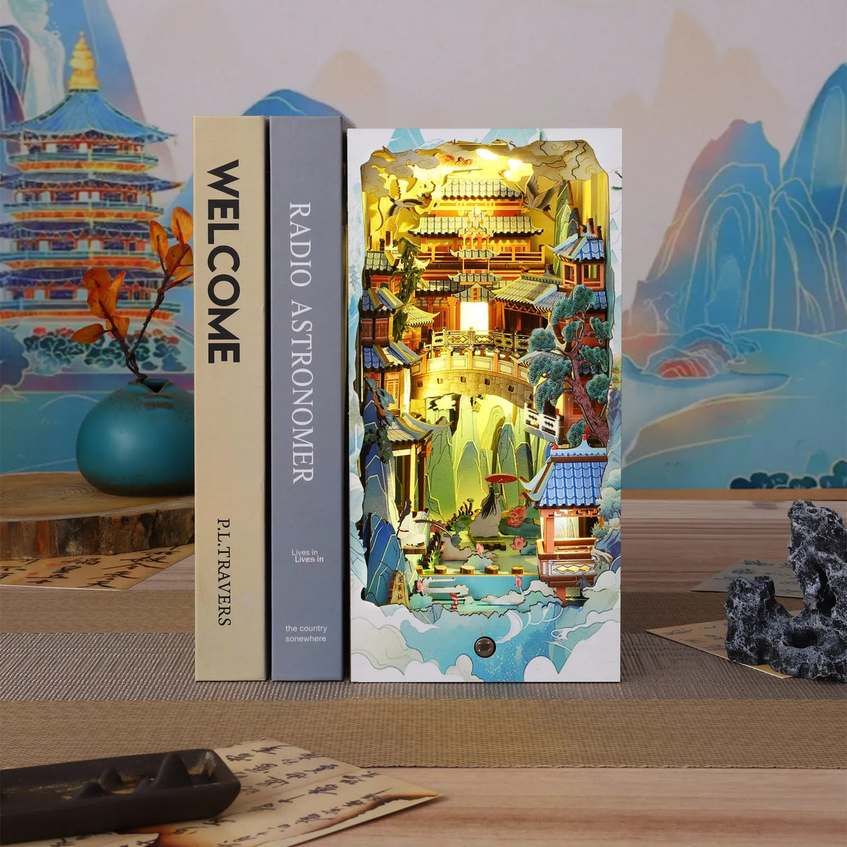 Kit de diorama bibliothèque Le pays des merveilles de Penglai