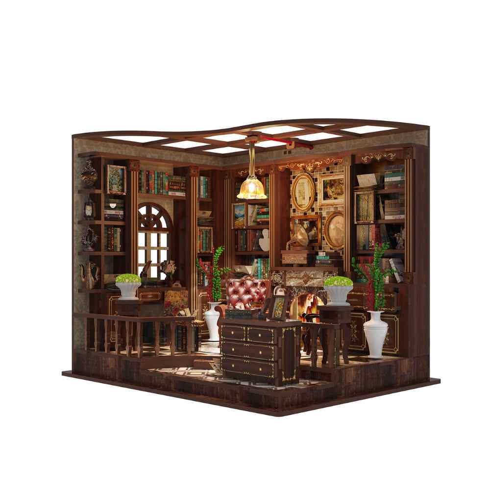 Angled Left Bank Study miniature room against a white background.