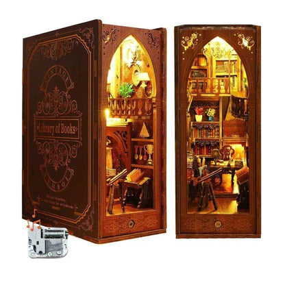 Library of Books DIY Book Nook Kit with Music Box - ROCOXIA