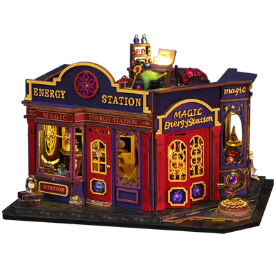 Magic Energy Station model against a white background with purple-and-red shopfront panels.