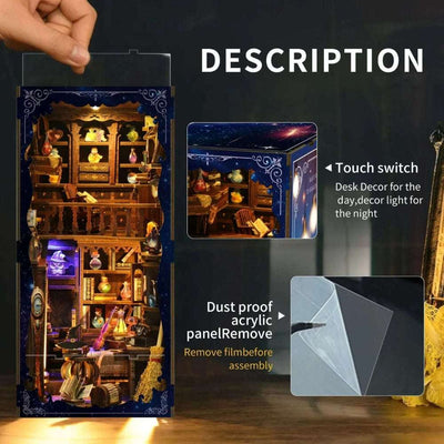 Hand lifting the Magic Potion House clear cover, with a top touch-switch inset.