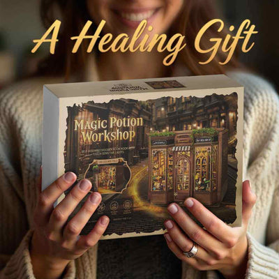 Person holding a Magic Potion Workshop kit box.