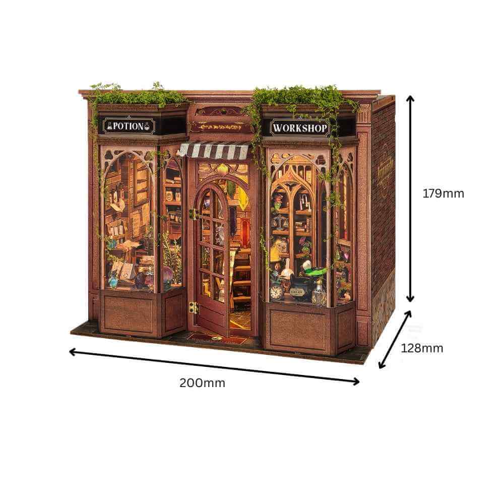 Magic Potion Workshop storefront dimension diagram.