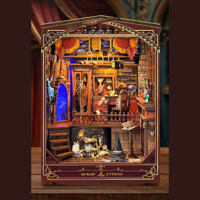 Magic Studio upgraded edition showing a miniature wizard's workroom inside a burgundy frame.