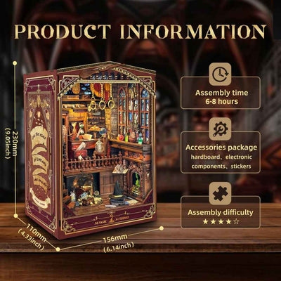 Magic Studio upgraded edition dimension diagram with assembly information.