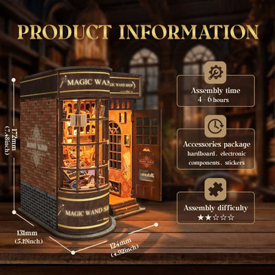 Magic Wand Store dimension diagram with assembly information.