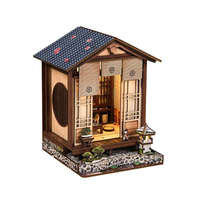 Angled Moss-Lantern Harmony Garden miniature house against a white background.