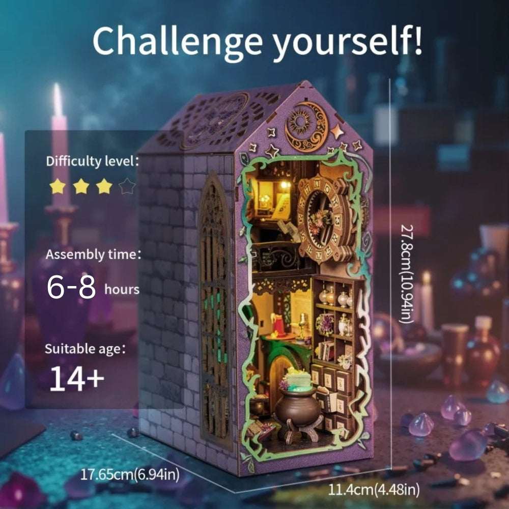 Mystic Theurge's Hut dimension diagram showing its two-story magical interior.