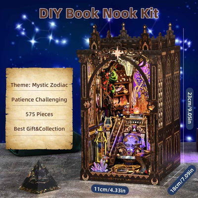 Mystic Zodiac specification graphic with the finished book nook and dimensions.