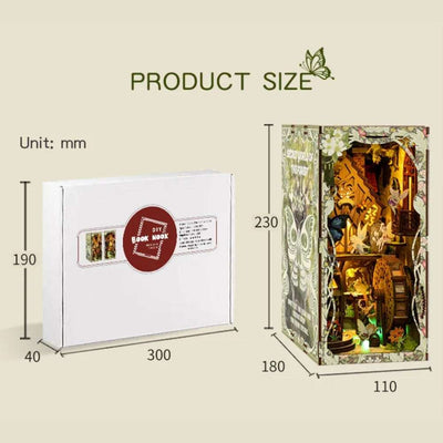 Secret World of the Forest finished model and packaging dimension diagrams.