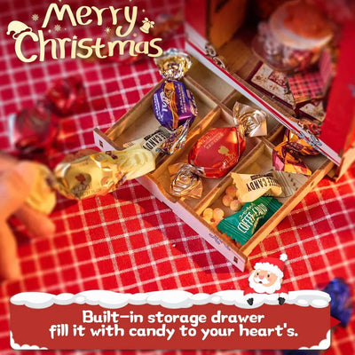 Songs of the Snowy Night storage drawer filled with wrapped candies in a demonstration photo.