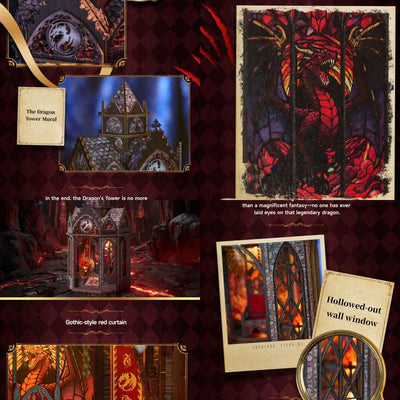Spire of the Wyrm feature collage showing its Gothic curtain and dragon-themed window panels.