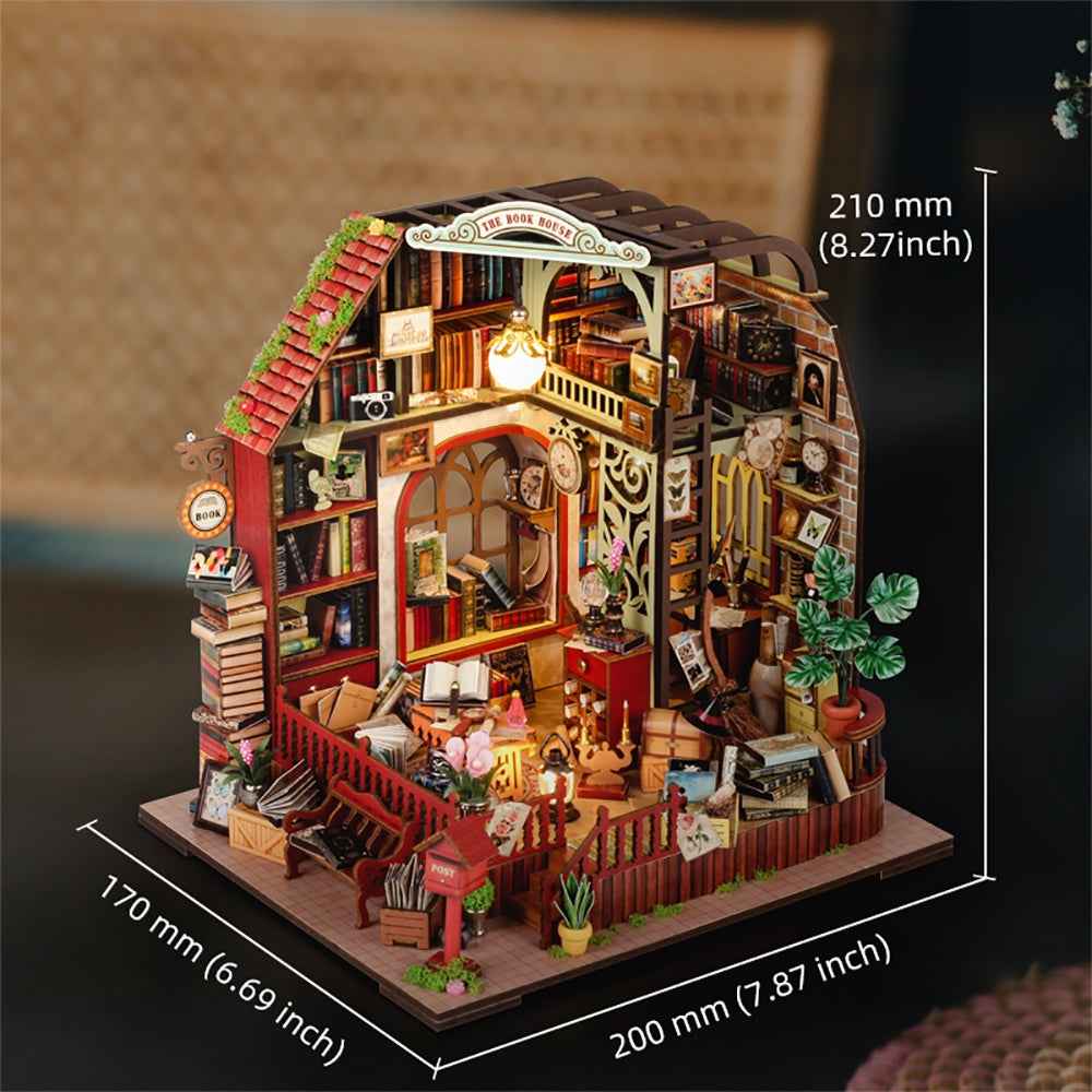 The Book House miniature building dimension diagram.