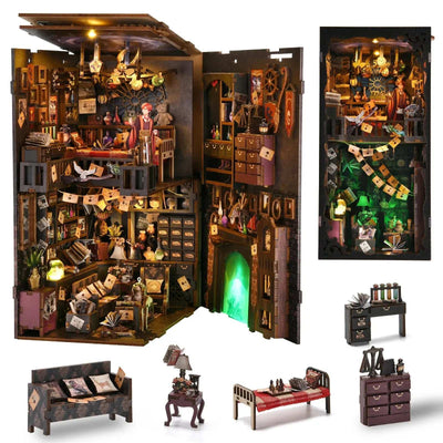 The House of Magic opened panels with miniature furniture and accessories pictured below.