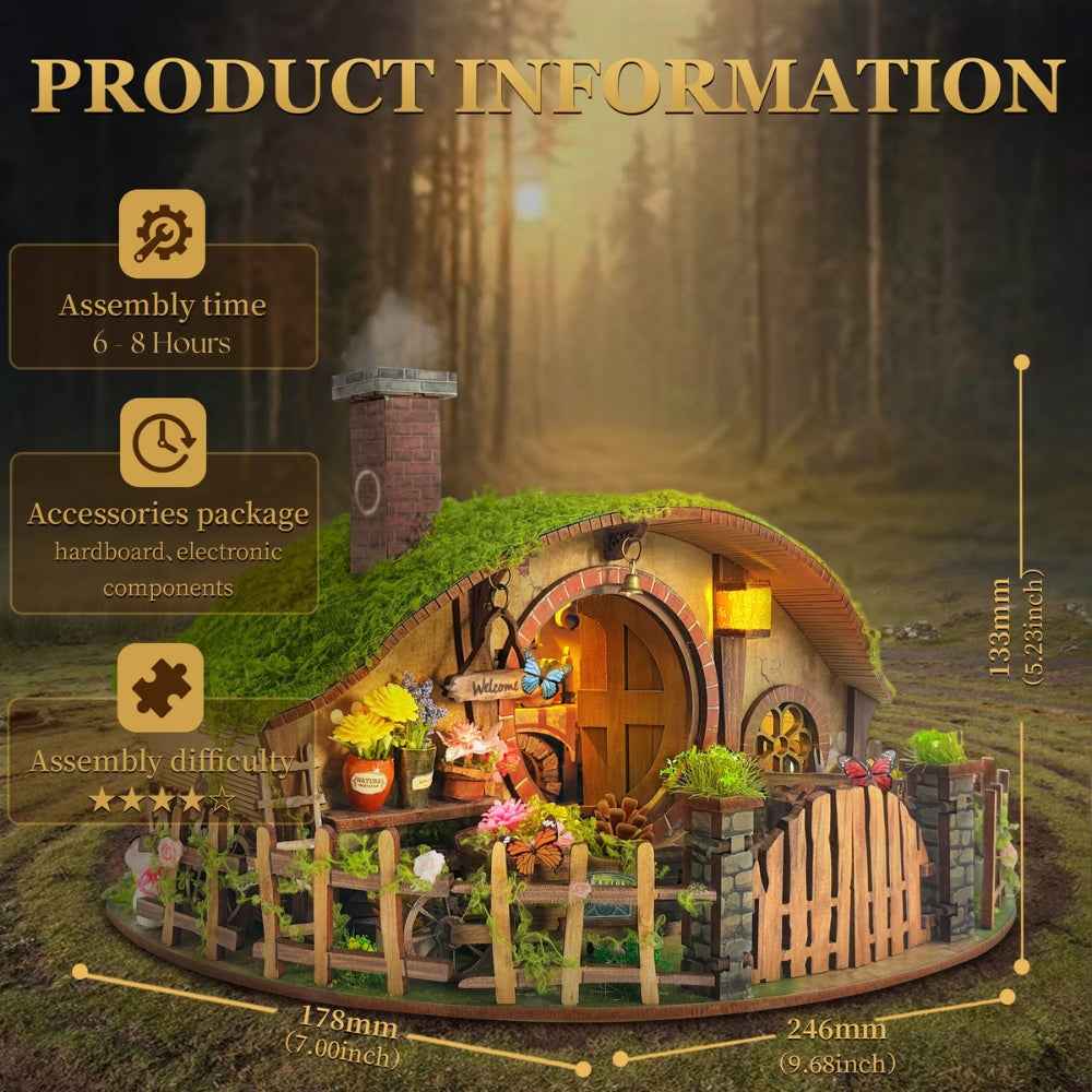 The Magic Ring House specification card with finished dimensions.
