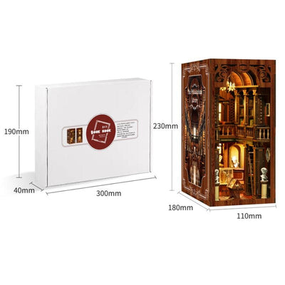 The Philosophical Library model and packaging dimension diagrams.