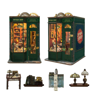 Timeless Antiques from two angles with miniature furniture pictured below.