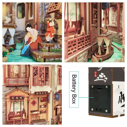 Ancient Watertown DIY Book Nook Kit for Creative Home Decor - ROCOXIA