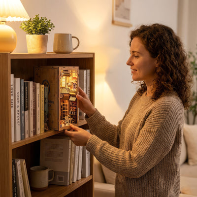 The Alley Waiting for the Cat DIY Book Nook Kit - From Wood and Light, a Street Comes Alive - ROCOXIA