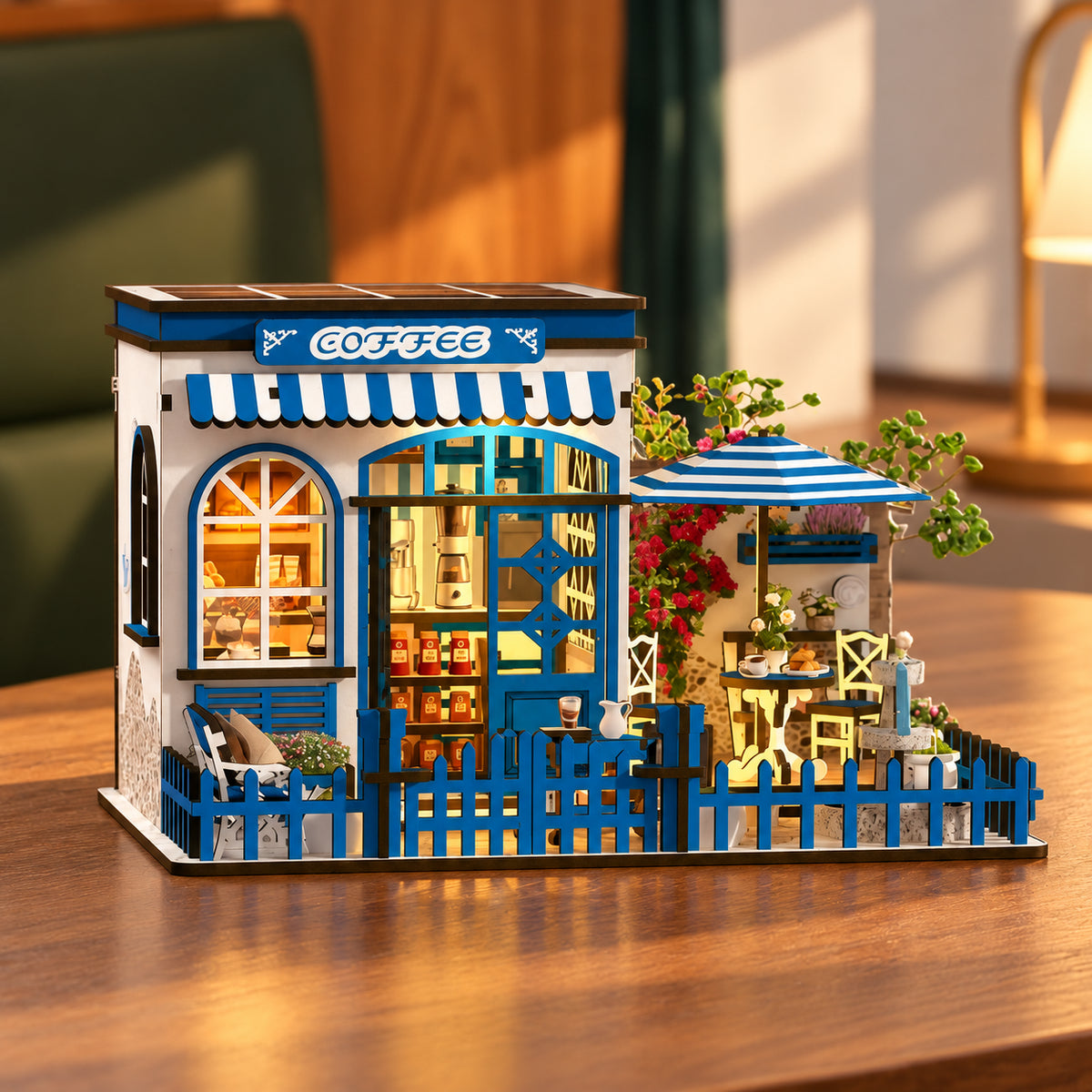 Kit Maison Miniature à Construire Soi-Même Café Soleil de Santorin ｜Kit Miniature DIY