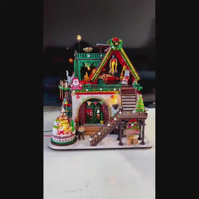 Snowy Christmas Lodge DIY Miniature Dollhouse Kit