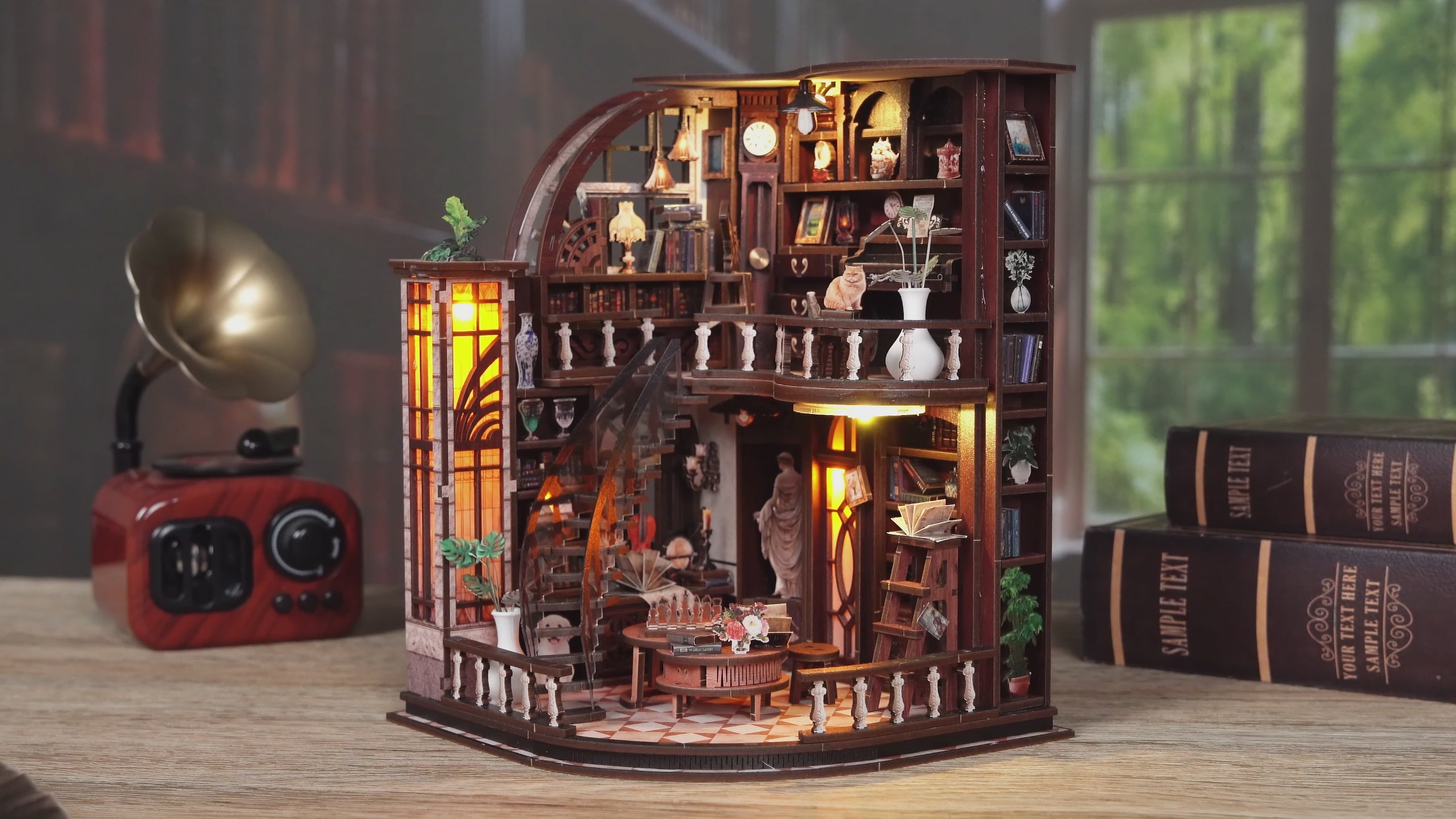 Load video: Bacchus Bookstore DIY Mini House Kit l DIY Miniature Kit