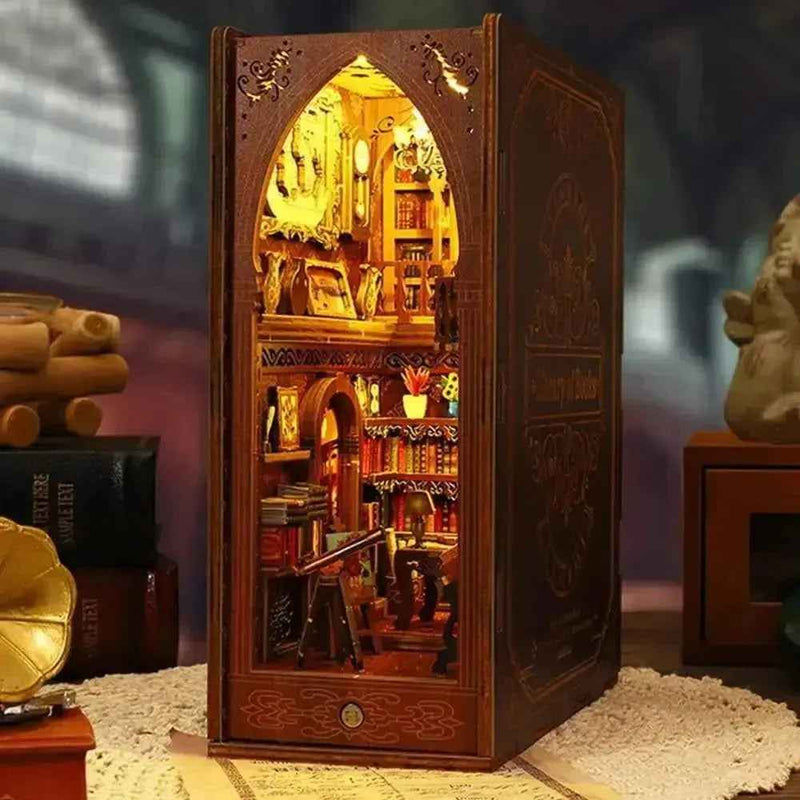 Library of Books DIY book nook kit with LED lighting and miniature bookshelves